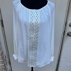 White House Black Market,  Ivory, Long Sleeve, Blouse, Size 10